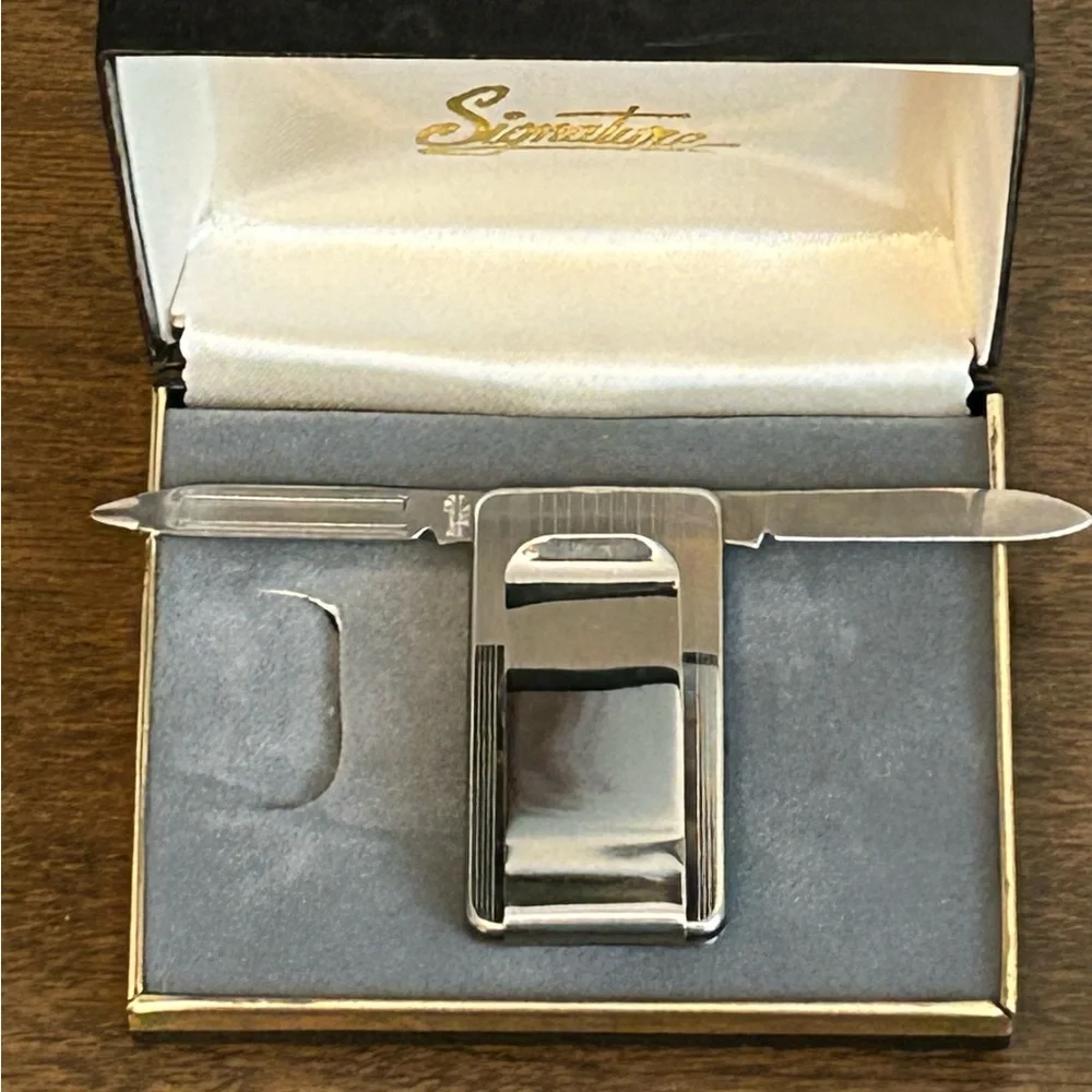 IMPERIAL STAINLESS SAILING SAILBOAT SHIP MONEY CLIP WITH FILE & KNIFE NIB
